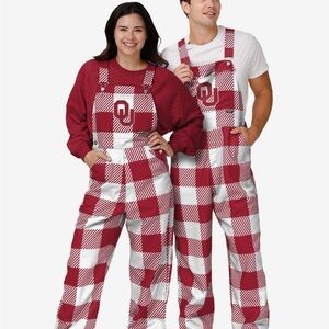 OU Red and White Checkered Overalls NWT Unisex